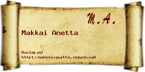 Makkai Anetta névjegykártya